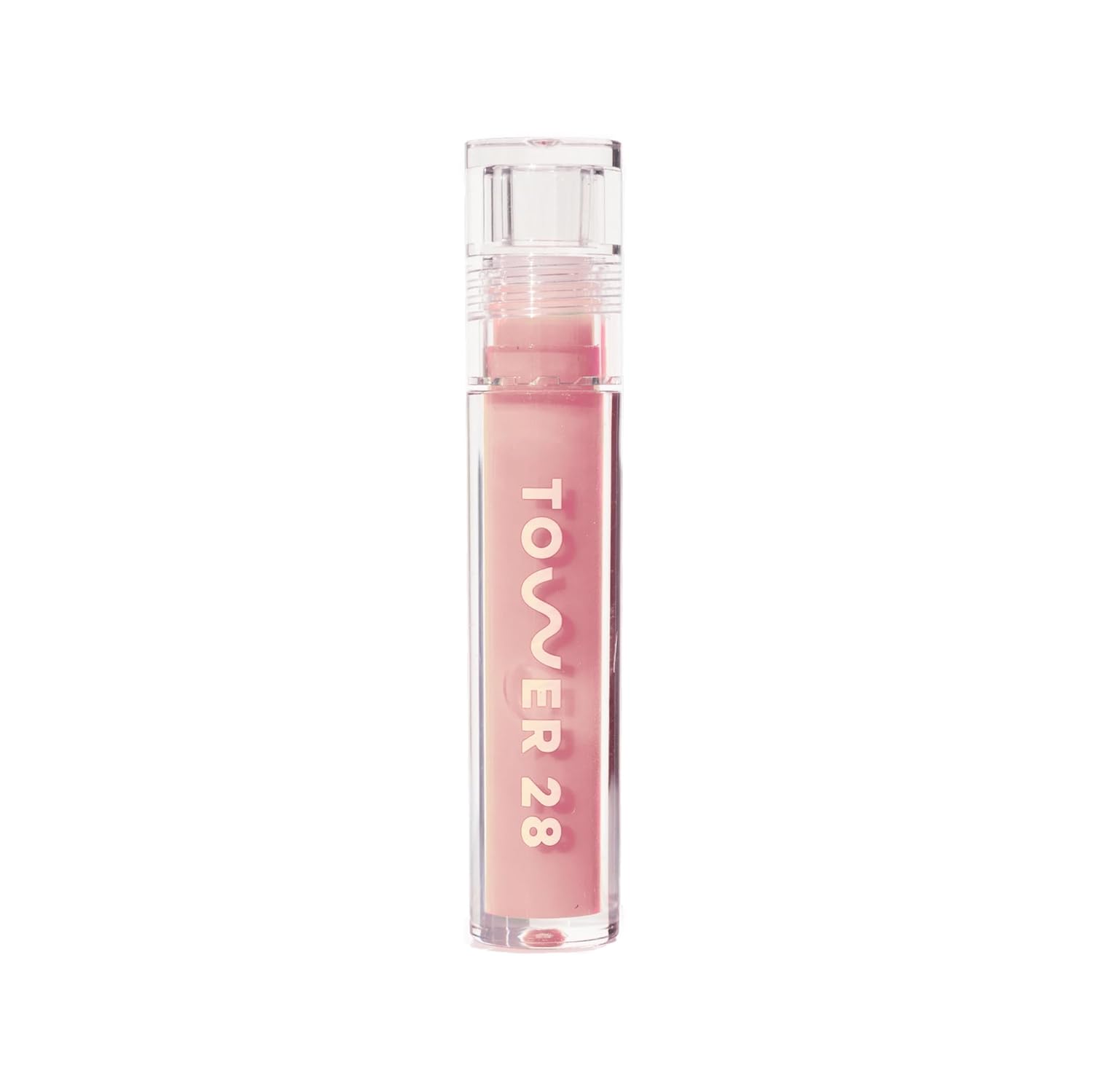 Tower 28 ShineOn - Jalea de labios lechosa, PISTACHIO, antiadherente, brillo labial vegano hidratante en rosa nude lechoso, aceite hidratante de albaricoque y semillas de frambuesa, limpio, libre de
