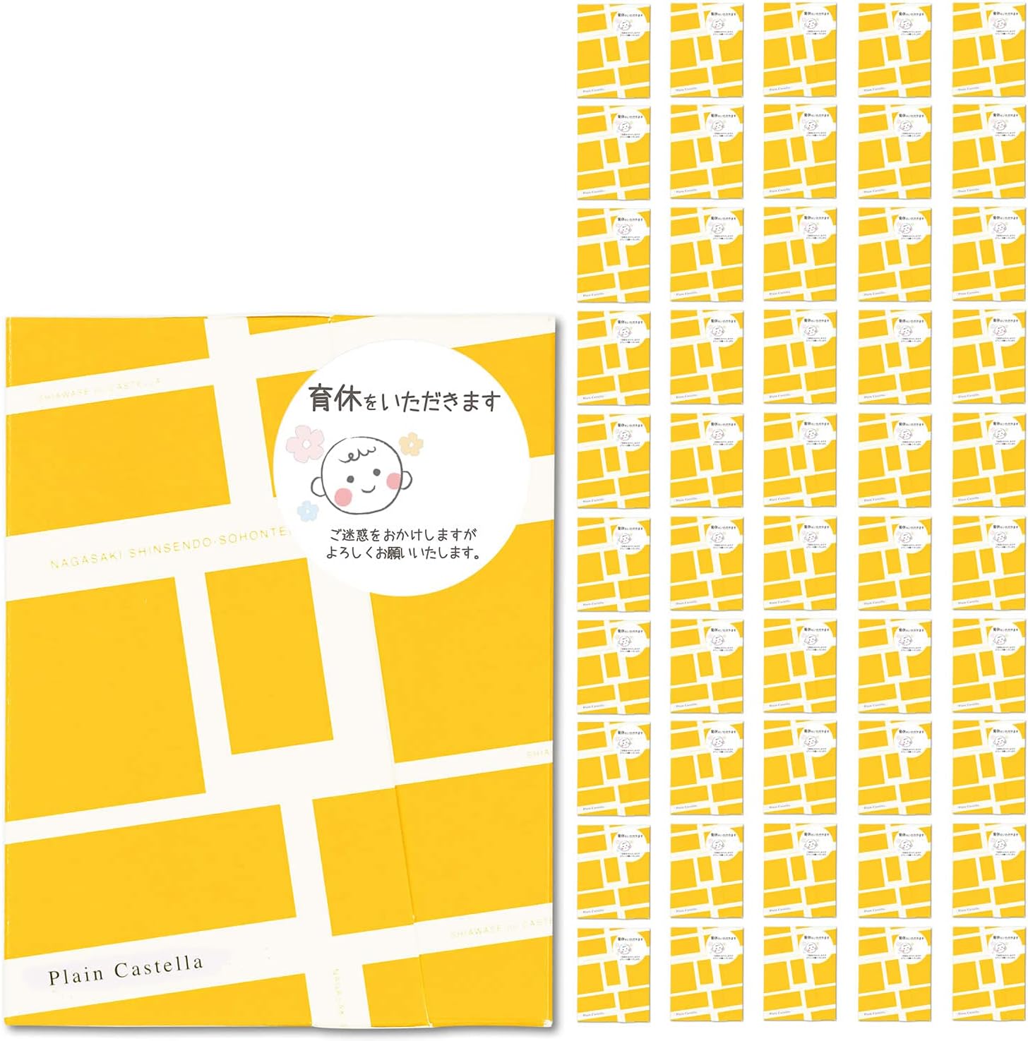 Nagasaki Shinsendo Workplace Gift Sweets, Yellow Castella of Happiness, Individually Wrapped, Set of 20, Handbag Included, TK20x20