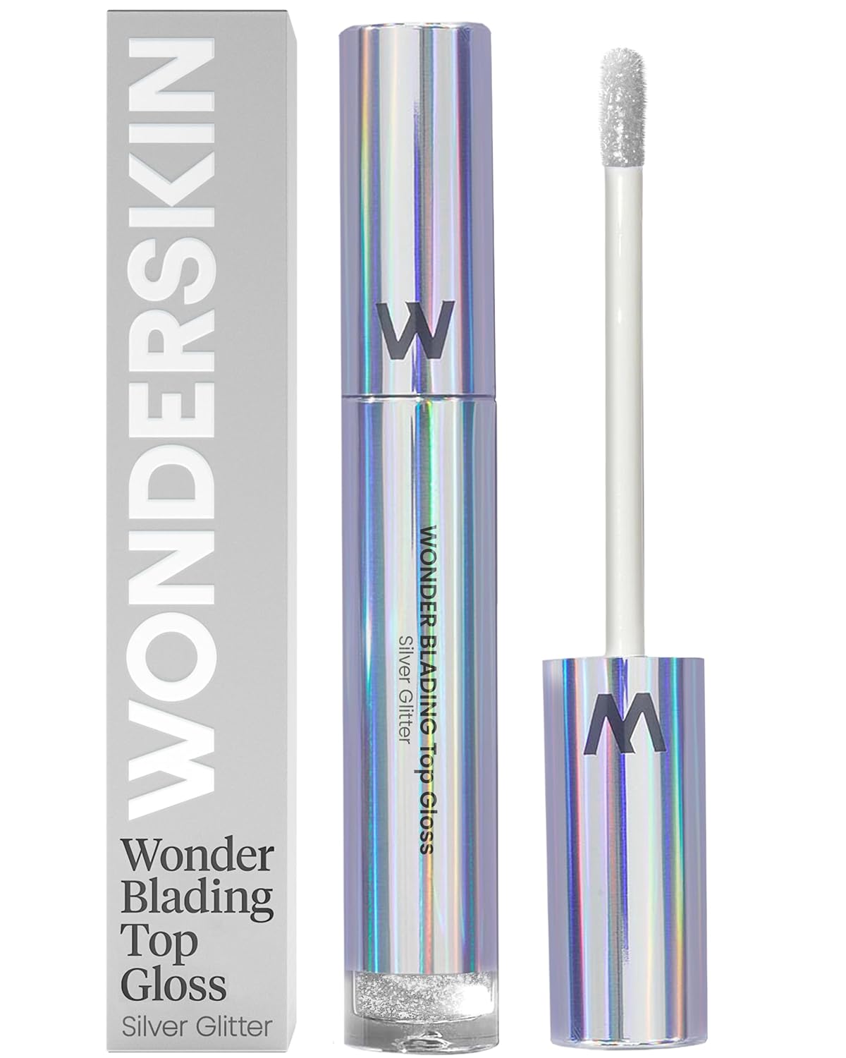 Brillo labial Wonderskin Blading Top Gloss, brillo labial de purpurina transparente, maquillaje labial hidratante y de alto brillo (brillo transparente)