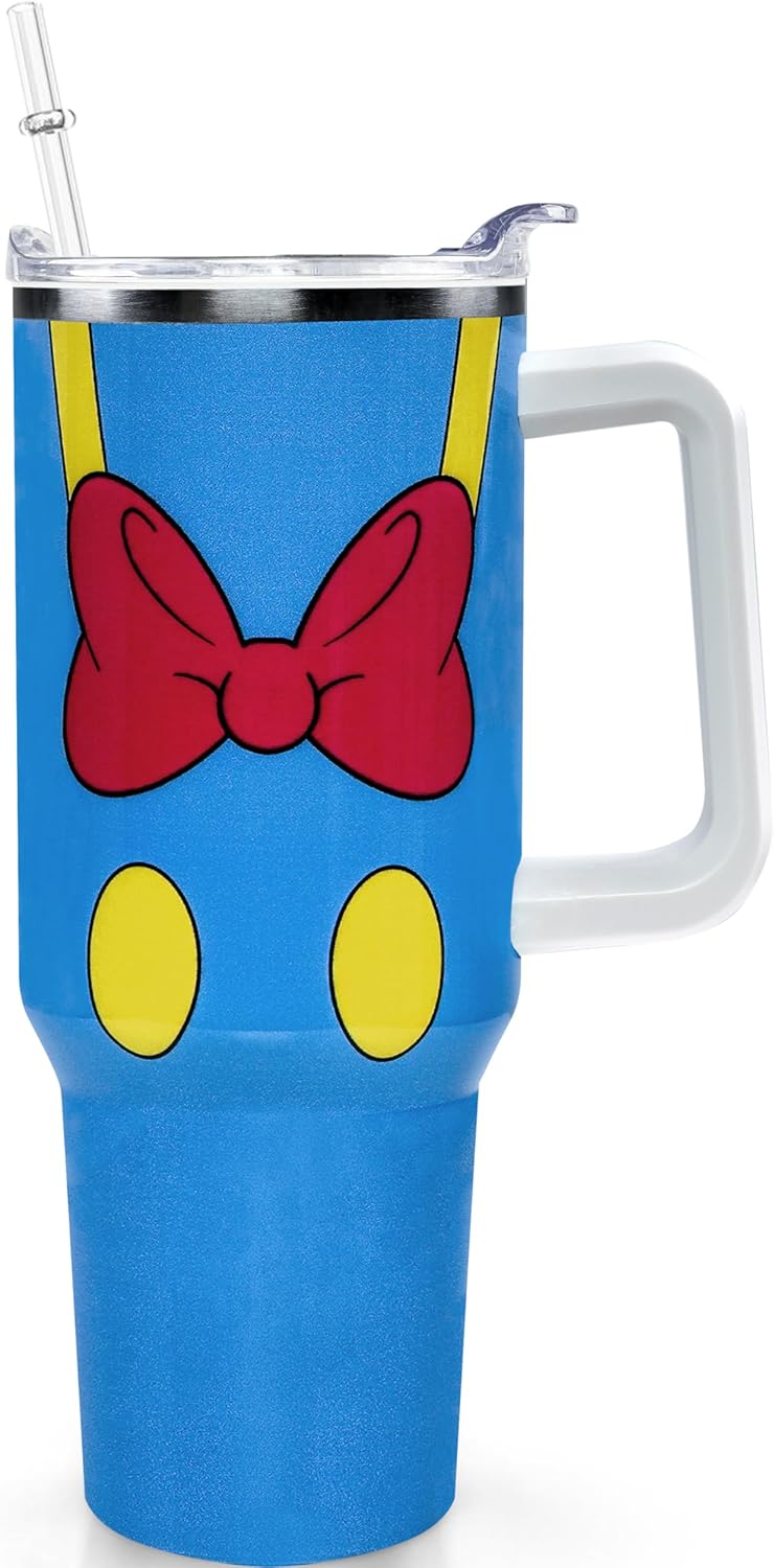 Vaso Tumbler de Ratón de Dibujos Animados de 40 Oz con Tapa y Pajita de Acero Inoxidable Aislado con Asa Lazo Taza de Café de Viaje - Regalo de Cumpleaños, Navidad