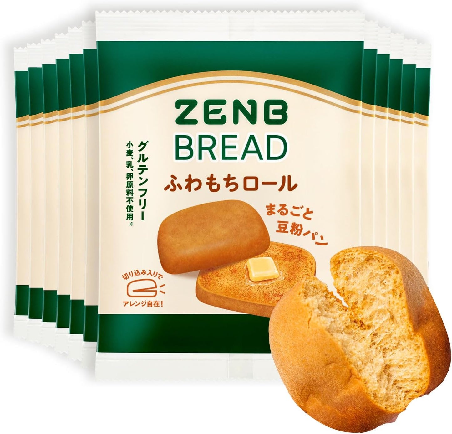 ZENB ZENB Bread, Fluffy Bread, Plain, Slices, 9 Pieces, Food Bread, Gluten Free, Dietary Fiber Supplement, Flour-free, Protein, Breakfast, Snacks, Long Life Pan, Daily Life, Store at Room Temperature