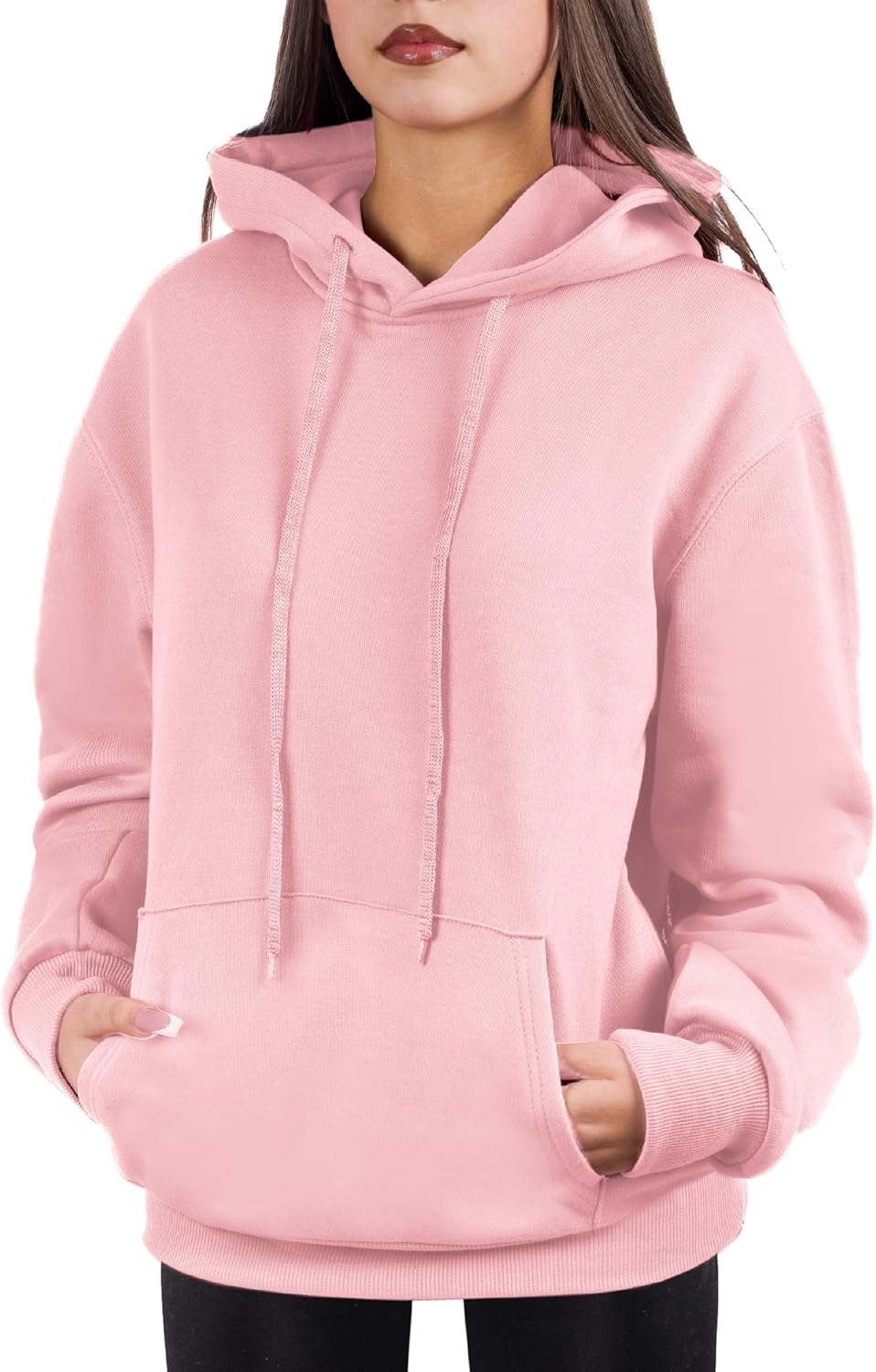 Sudadera de gran tamaño con capucha para mujer, mezcla de algodón y forro polar suave, acogedora sudadera para todos los días