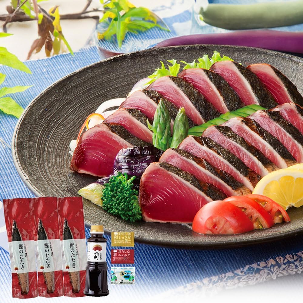 Tosa Cuisine Bonito Tatsushi Set of 2, 21.3 oz (600 g) (For 4 - 6 Servings), Kochi Prefecture, Charcoal-Grilled Yuzu-Pon Vinegar, Condiments, Free Gift Wrapping, Made in Japan