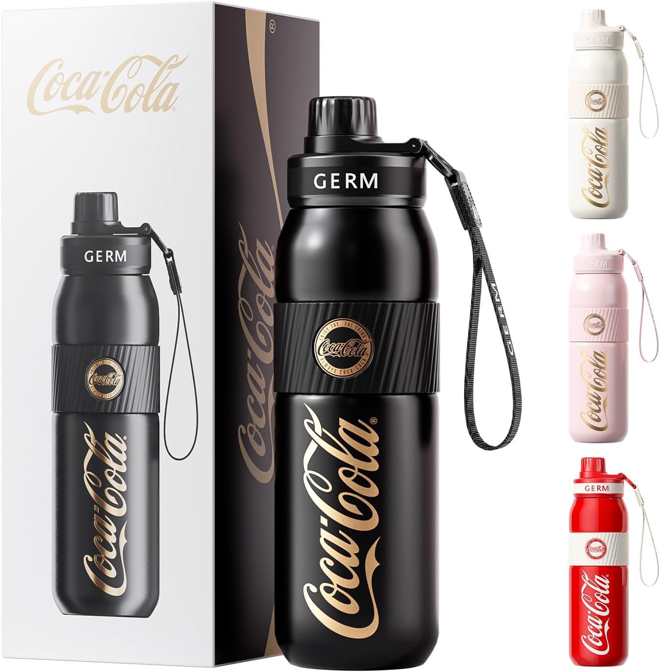 GERM × Coca-Cola 【Official Collaboration】Athletic Vacuum Insulated Bottle 580ml Sports Bottle Seven-Layer Structure 3WAY Water Bottle Easy to Clean Mug Bottle Coca-Cola Direct Drinking Vacuum