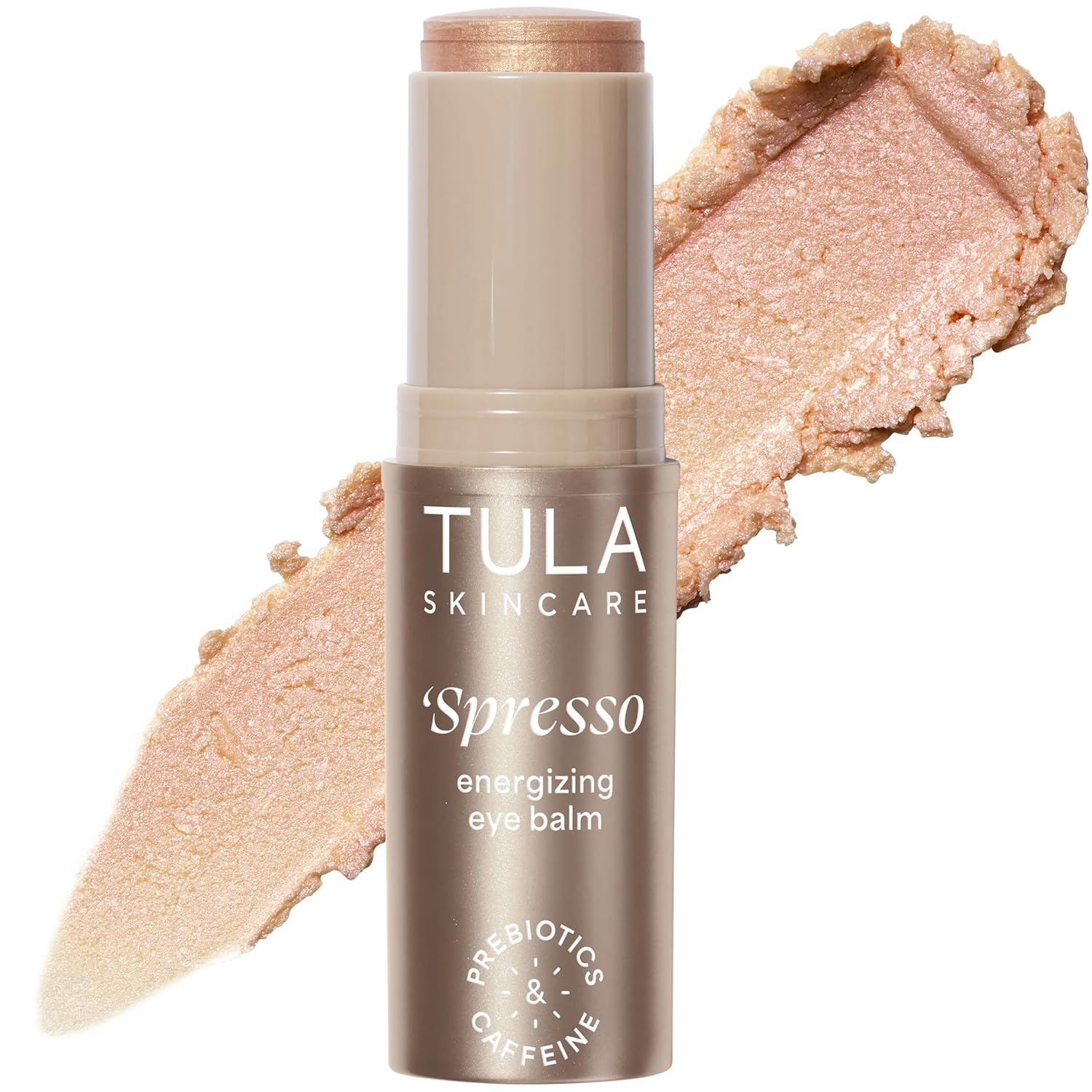 TULA Skin Care - Bálsamo para ojos 'Spresso, tratamiento energizante e hidratante con cafeína para ojeras, portátil y perfecto para usar sobre la marcha, 0.35 onzas