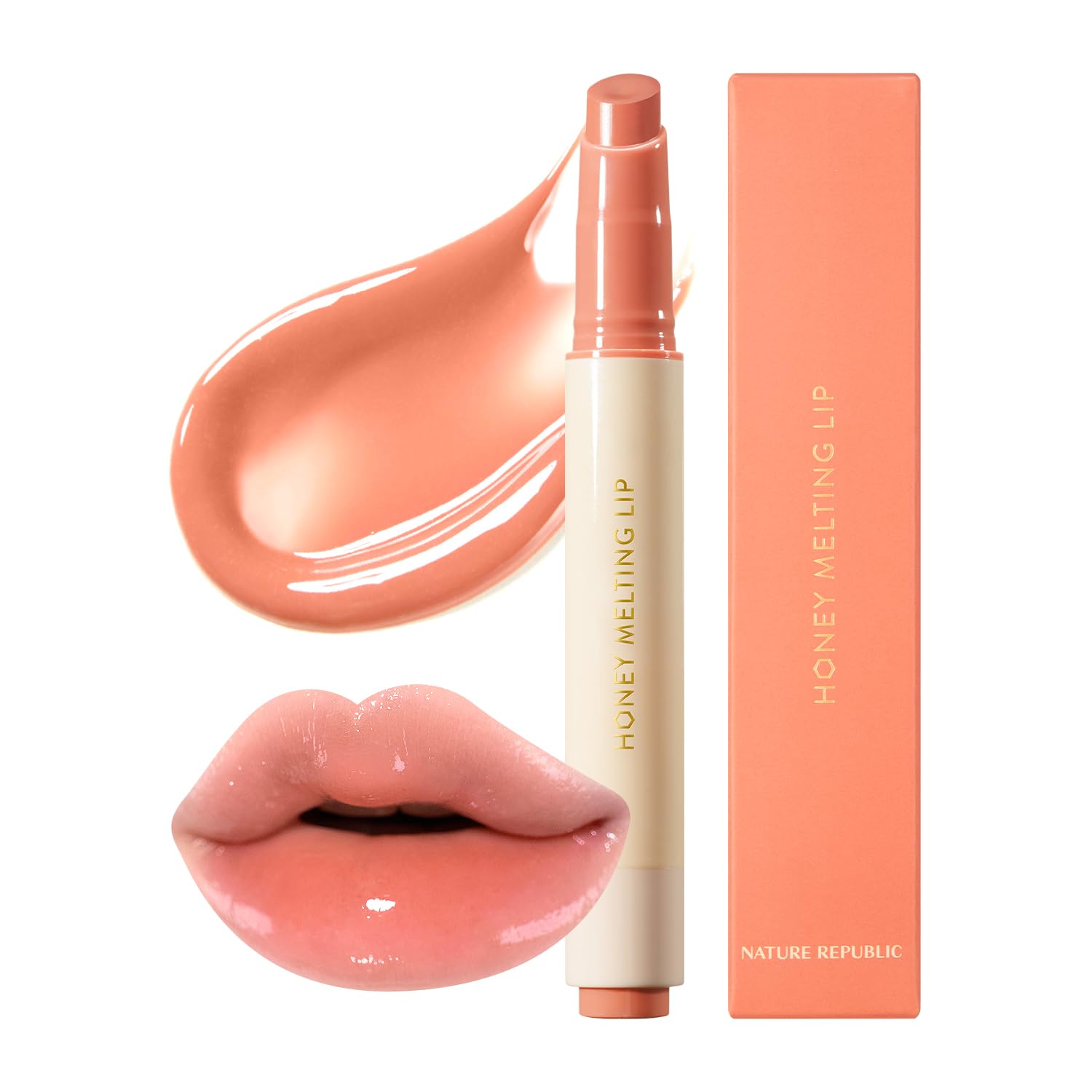 Nature Republic Labios de fusión de miel (03 BERRY) Palo de labios suave, brillo hidratante, bálsamos hidratantes, tinte transparente, brillo y acabado brillante, maquillaje coreano