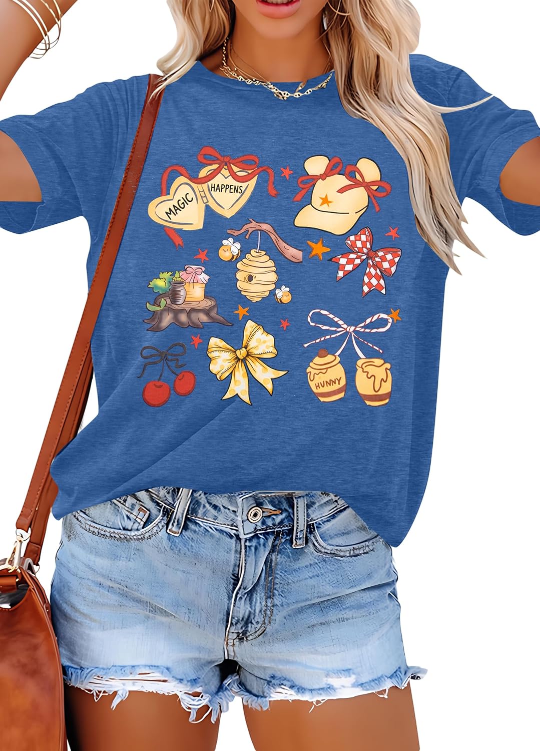 FRYAID Fantastical - Camisa de manga corta para mujer, diseño de teñido anudado Wonder World, diseño de teñido anudado