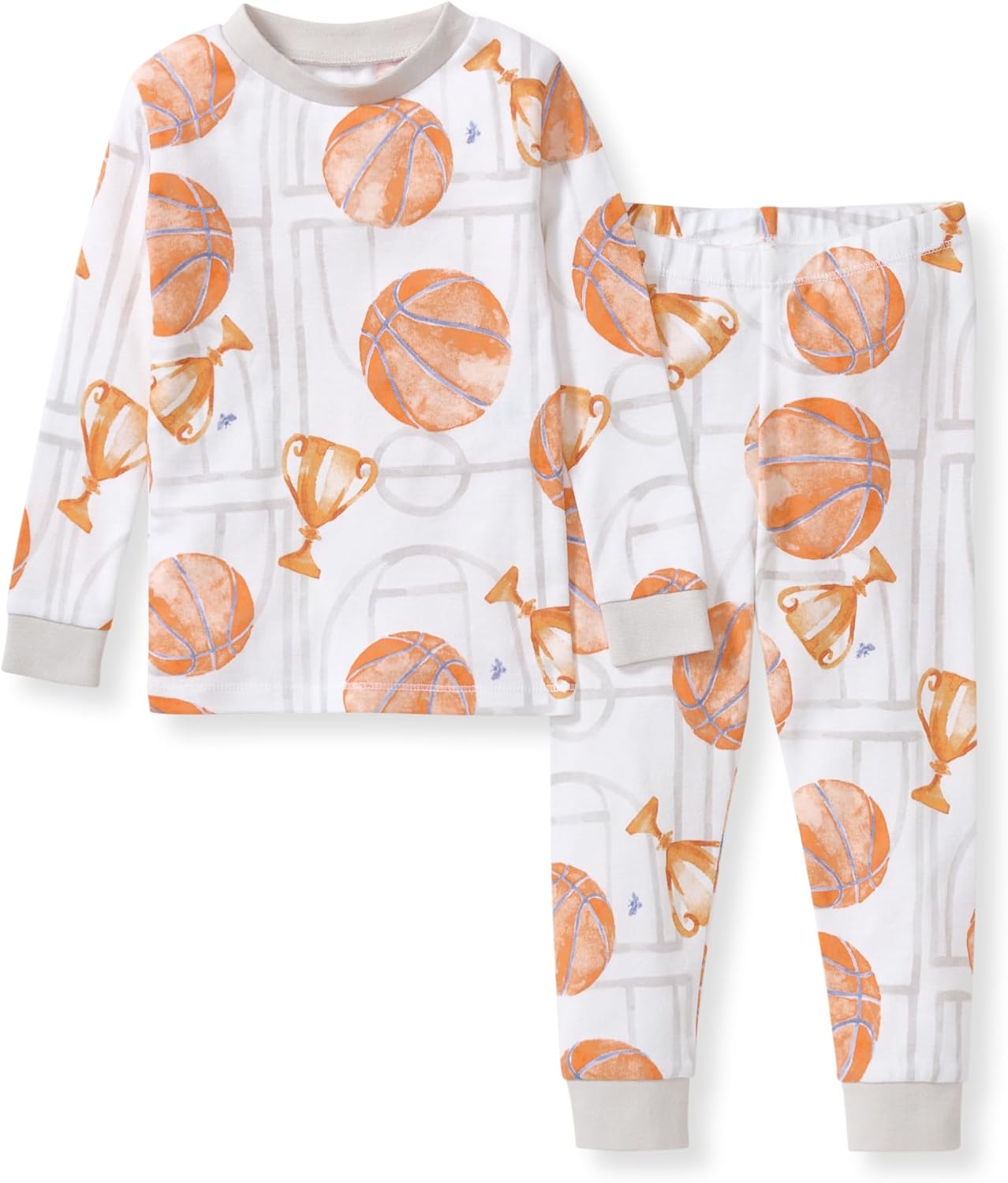 Burt's Bees Baby Pijama de algodón orgánico para niños, conjunto de pijama para niños pequeños, 2 piezas | Soft, cozy, snug fitting pajamas feature stretchy ribbed cuffs and hand painted prints to make bedtime a breeze