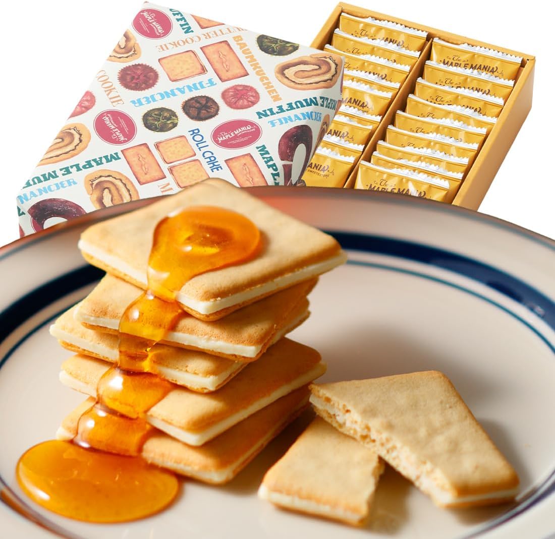 The Maple Mania Maple Butter Cookies, Sweets, Gifts, Tokyo Souvenirs, Individually Wrapped, Gift, Return, Home Celebration, Baked Goods, Retirement, Stylish, Adult (Pack of 18)