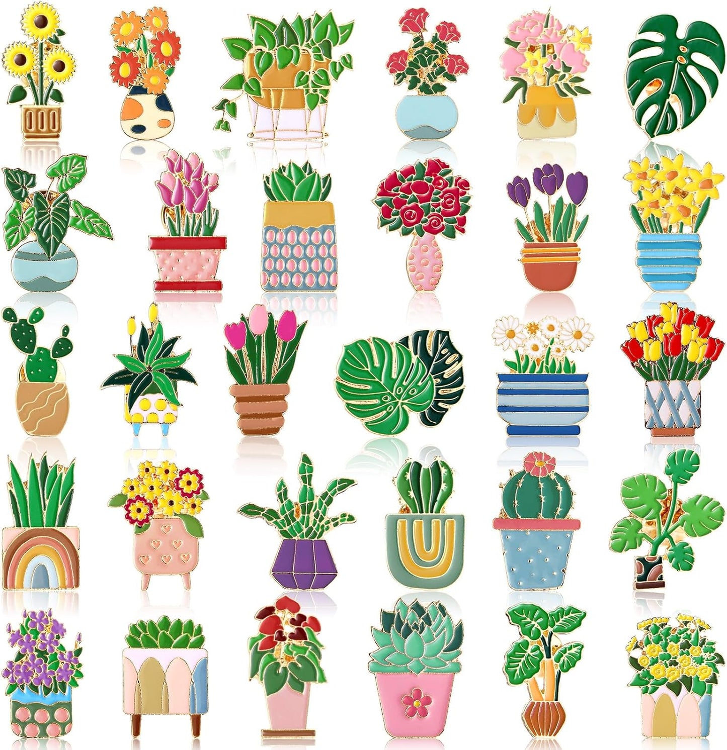 Landical 30 piezas, lindos pines de esmalte a granel, flores de plantas, animales, Halloween, gato negro, gótico, calabazas de otoño, primavera, broches de solapa de dibujos animados, pin de joyería