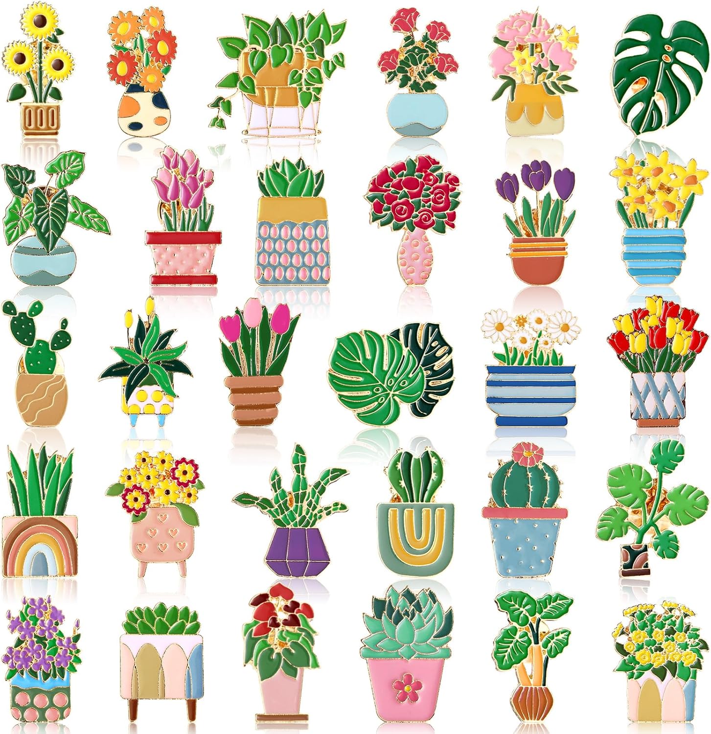 Landical 30 piezas, lindos pines de esmalte a granel, flores de plantas, animales, Halloween, gato negro, gótico, calabazas de otoño, primavera, broches de solapa de dibujos animados, pin de joyería