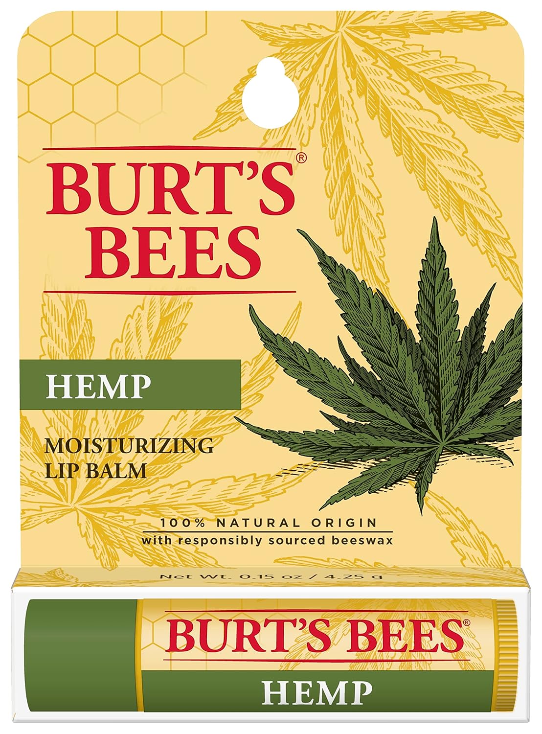 Burt's Bees Bálsamo labial de cera de abejas, hidratante labial con cera de abejas de origen responsable, sin tinte, tratamiento labial acondicionador natural, 1 tubo, 0.15 onzas.