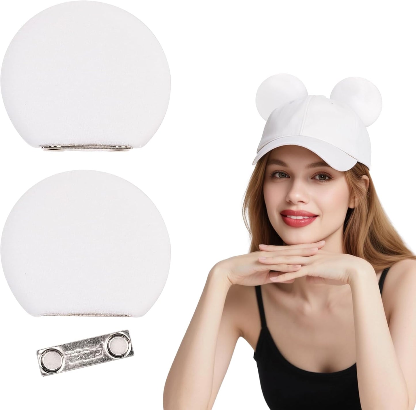 zhezesmila - Orejeras magnéticas de ratón para gorra, barretina, boina y gorro de cubo - Orejeras de ratón de 8.9 cm con clip para niños y niñas, conjuntos de disfraz