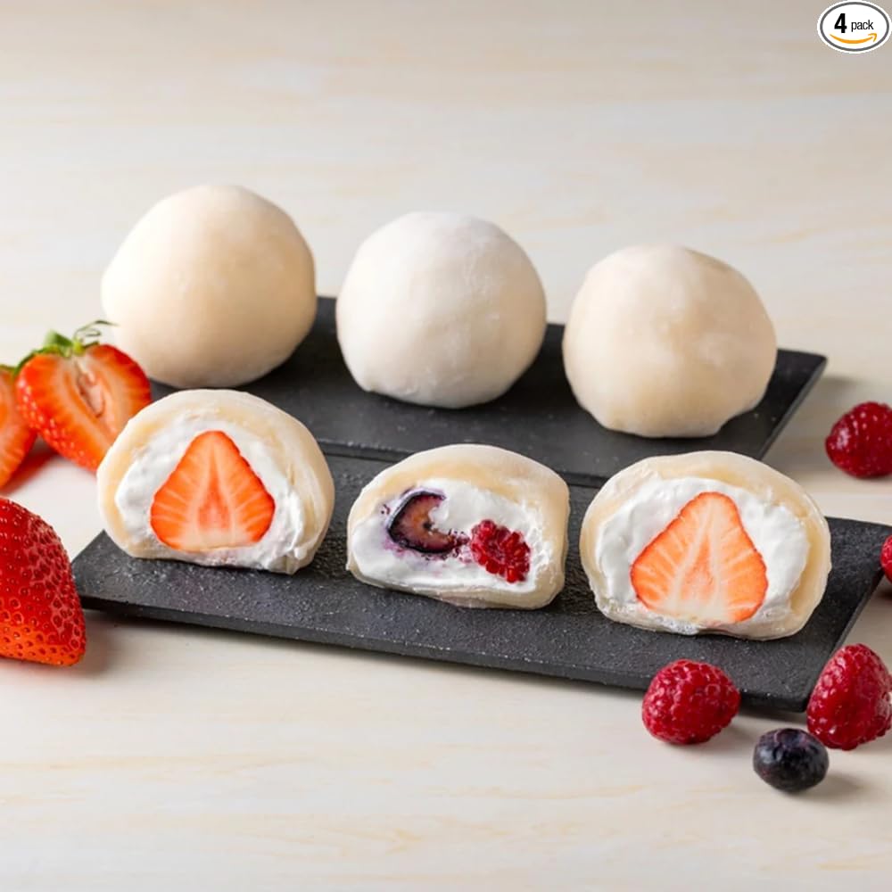 Fruit Daifuku Benseiden Official, EC Exclusive, Fluffy Cream Daifuku - Round Strawberry, Mixed Berry, Set of 2 Each; Surprise Cross-Sectional Beauty; Luxurious, Direct to the Market, Souvenir, Ordered Delicious