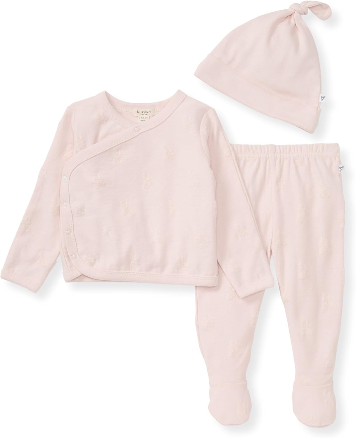 Burt's Bees Baby conjunto de bebé para niñas unisex Take Me Home, paquete de 3 piezas: top, pantalón y gorro
