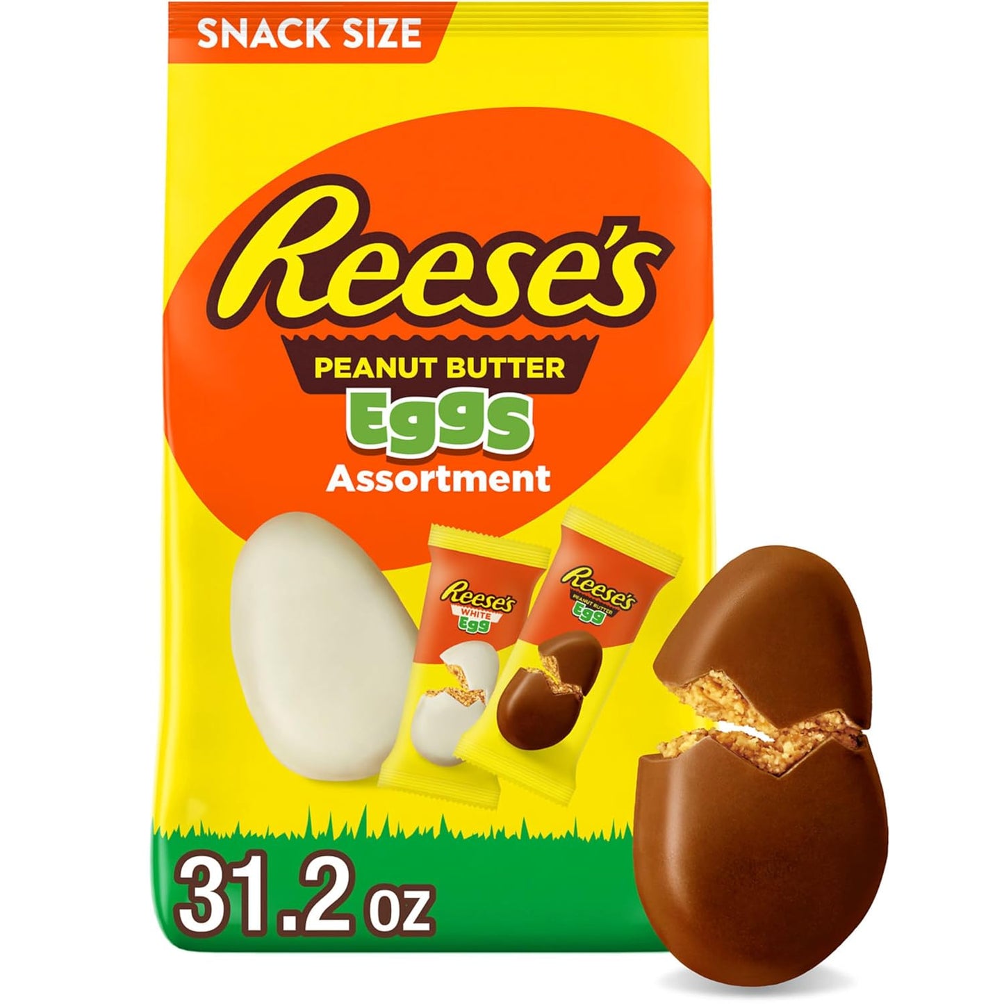 REESE'S Assorted Flavored Snack Size Peanut Butter Eggs, Candy Bag, Easter Candy, 28.8 oz