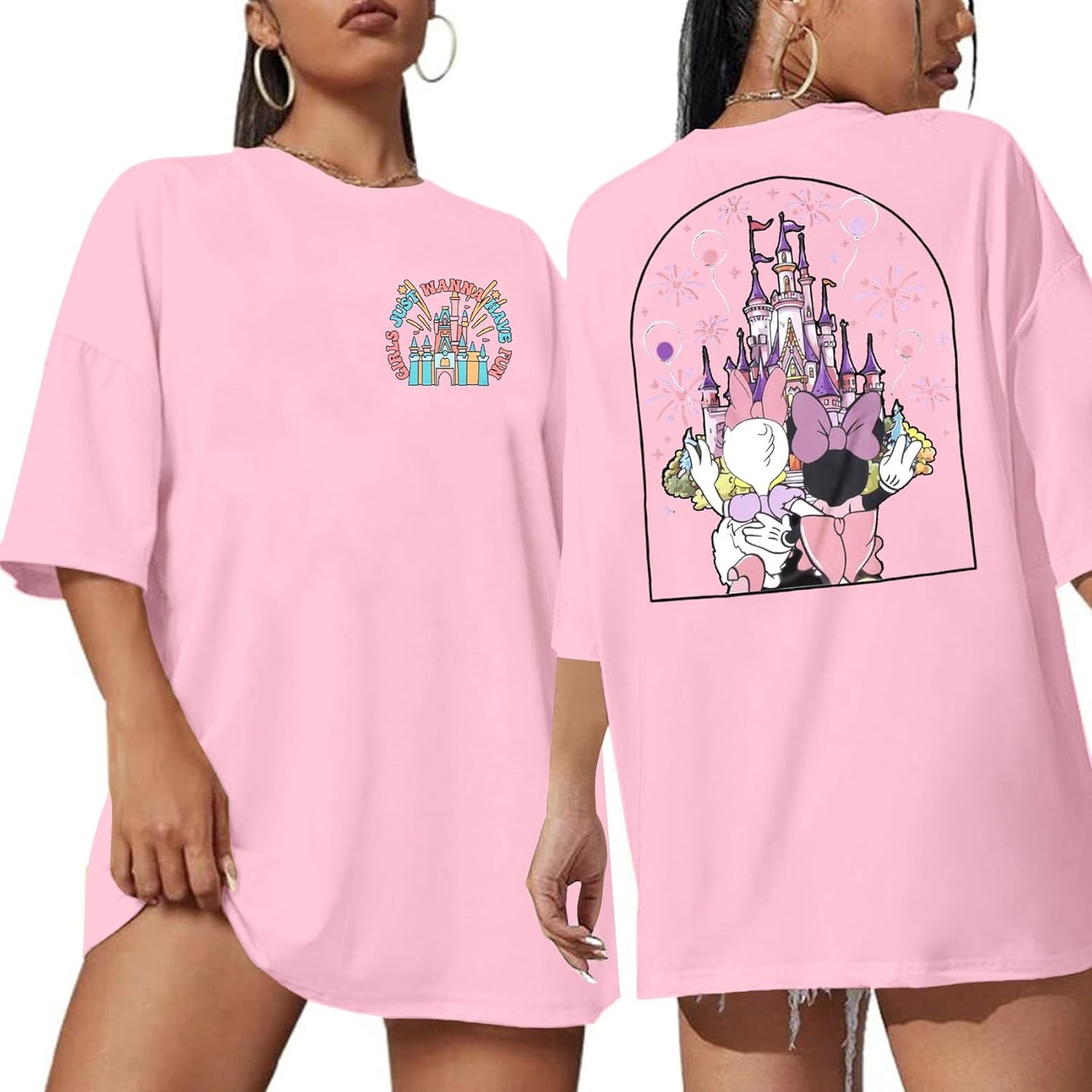 Camisa del Reino Mágico para Mujer Niñas Solo Quieren Diviertirse Camiseta de Viaje de Niñas Linda Camiseta Mágica Tops de Vacaciones de Verano