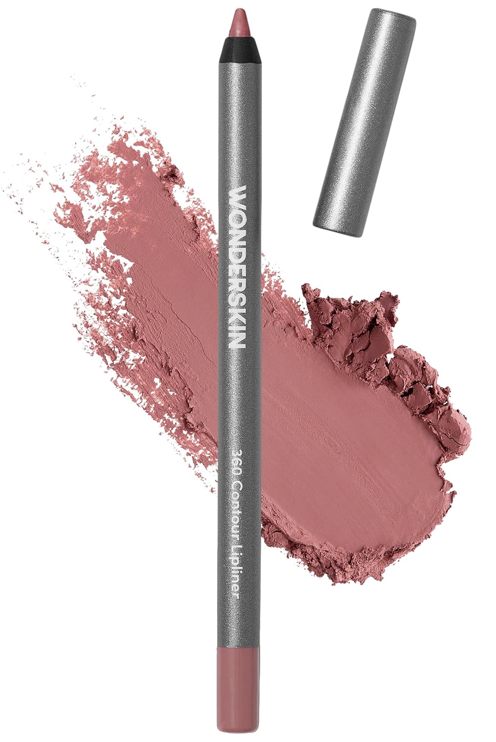 Wonderskin Lápiz delineador de labios - Delineador de labios contorneador 360, duradero, lápiz de labios afilable, impermeable y a prueba de transferencia, delineador de labios desnudo (Morado)