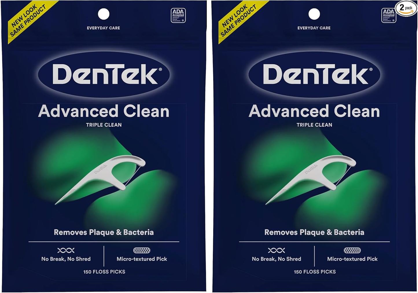 DenTek - Selecciones de hilo dental de limpieza avanzada Triple Clean, sin roturas y sin deshilachado, 150 unidades (el empaque puede variar)