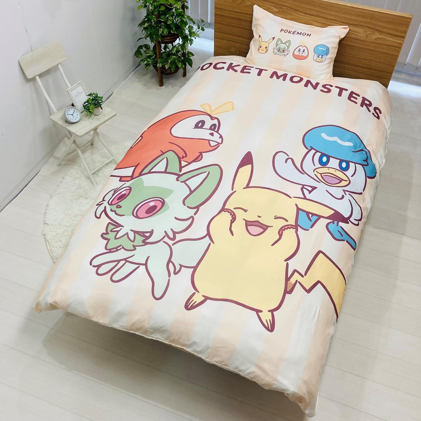 MORIPiLO Sanrio Duvet Cover and Pillowcase Set with Frills, Single (Hello Kitty Soft Peach Skin) Pink, 59.1 x 82.7 inches (150 x 210 cm), Cute Goods, Morishita Pillows 426100
