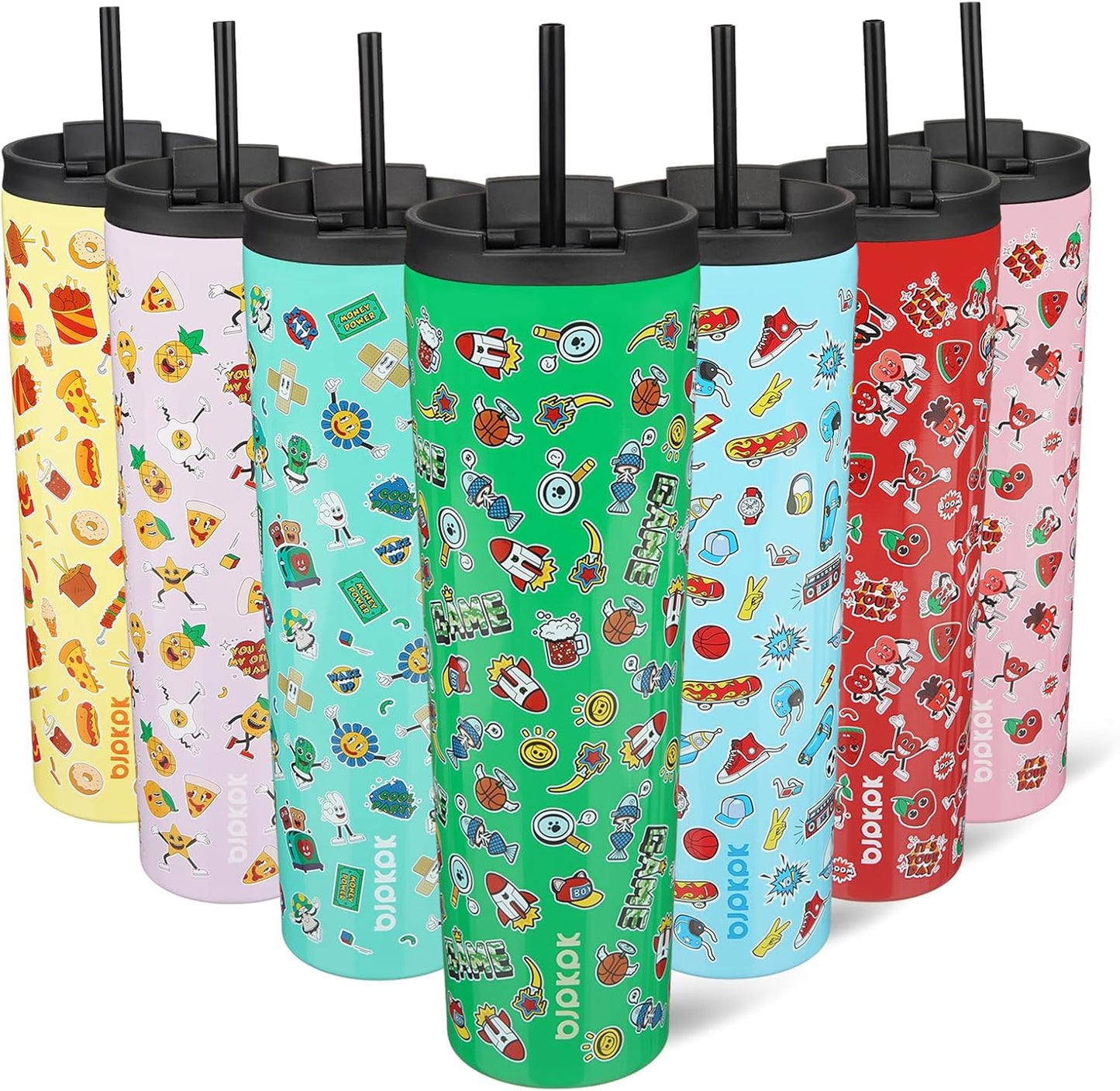 BJPKPK - Vaso de acero inoxidable con aislamiento, tapa y pajilla, taza de café para viaje, de 18 onzas, diseño de laguna