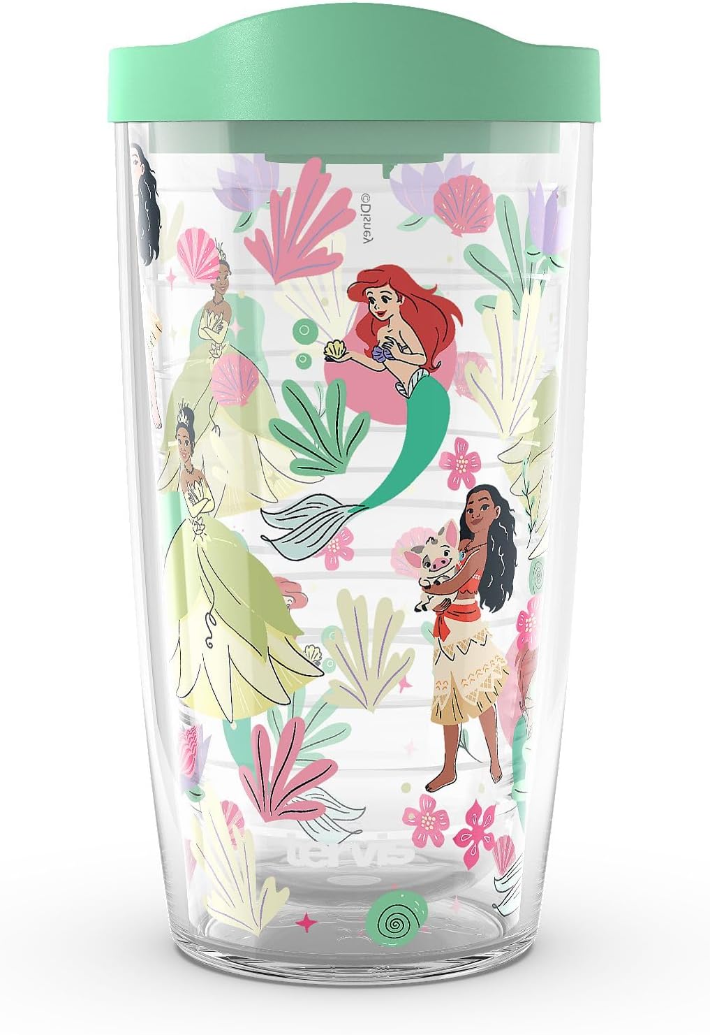 Tervis Venture Lite Disney - Vaso aislado de doble pared hecho en Estados Unidos, diseño Princess Paradise, mantiene las bebidas frías y calientes, botella para agua, 24 onzas, clásico