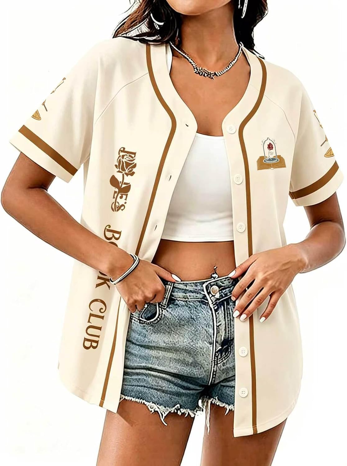 Camisetas de béisbol mágicas para mujer, camisa de jersey de princesa para niñas, camisa de manga corta con botones