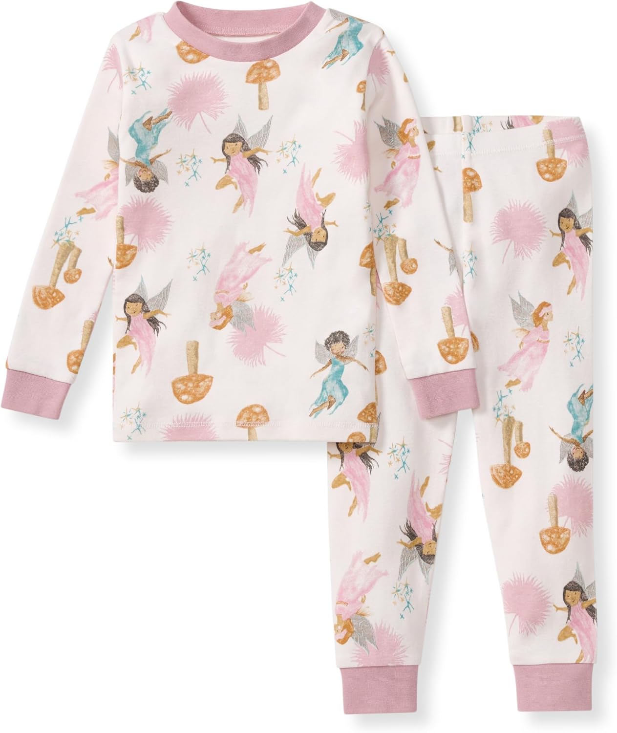 Burt's Bees Baby Pijama de algodón orgánico para niñas, conjunto de pijama para niños pequeños, 2 piezas