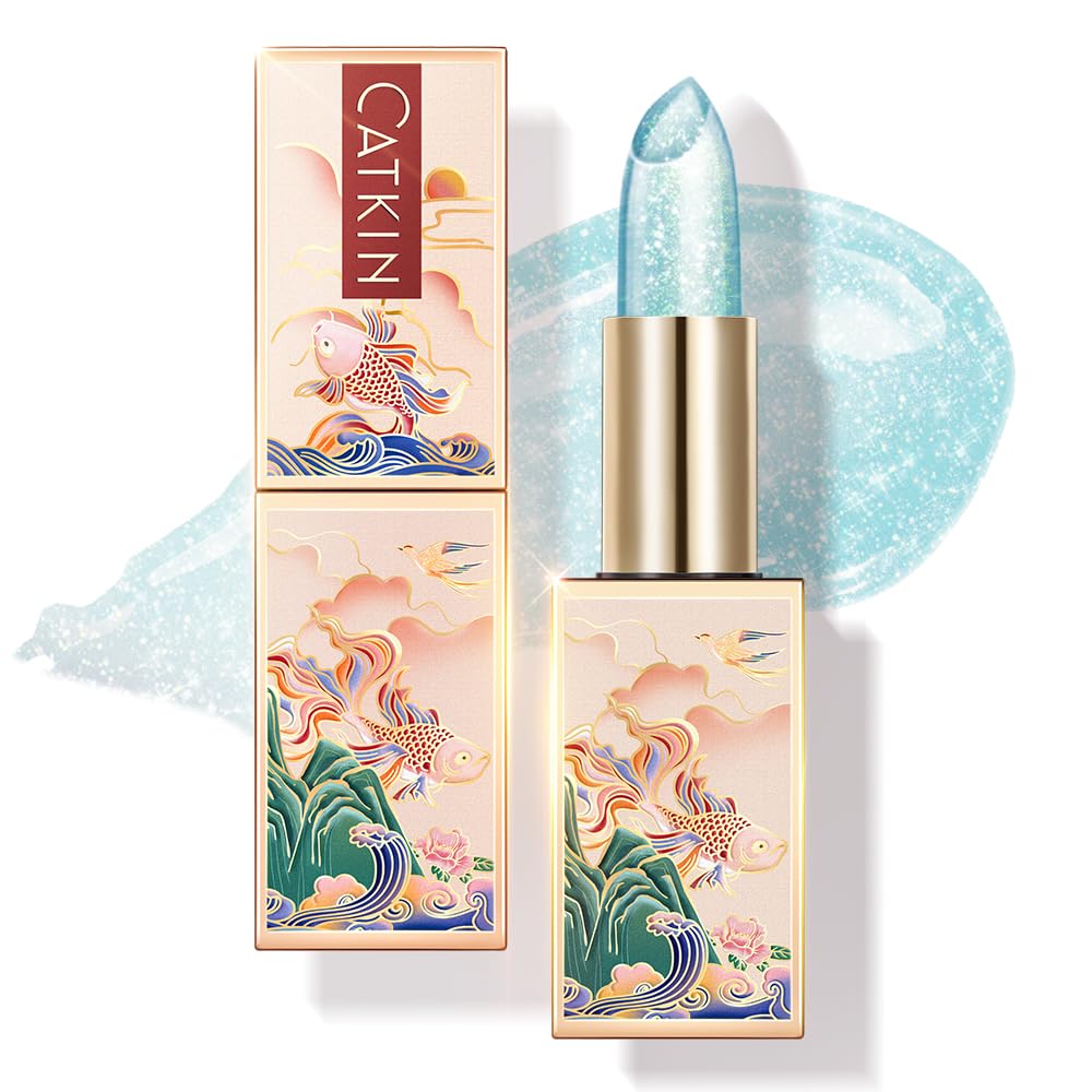 CATKIN Bálsamo labial tintado con purpurina para labios ultra hidratante, humectante labial, cuidado de labios con vitamina E nutritivo para labios agrietados y secos, 0.12 onzas, C15 Destiny, rojo
