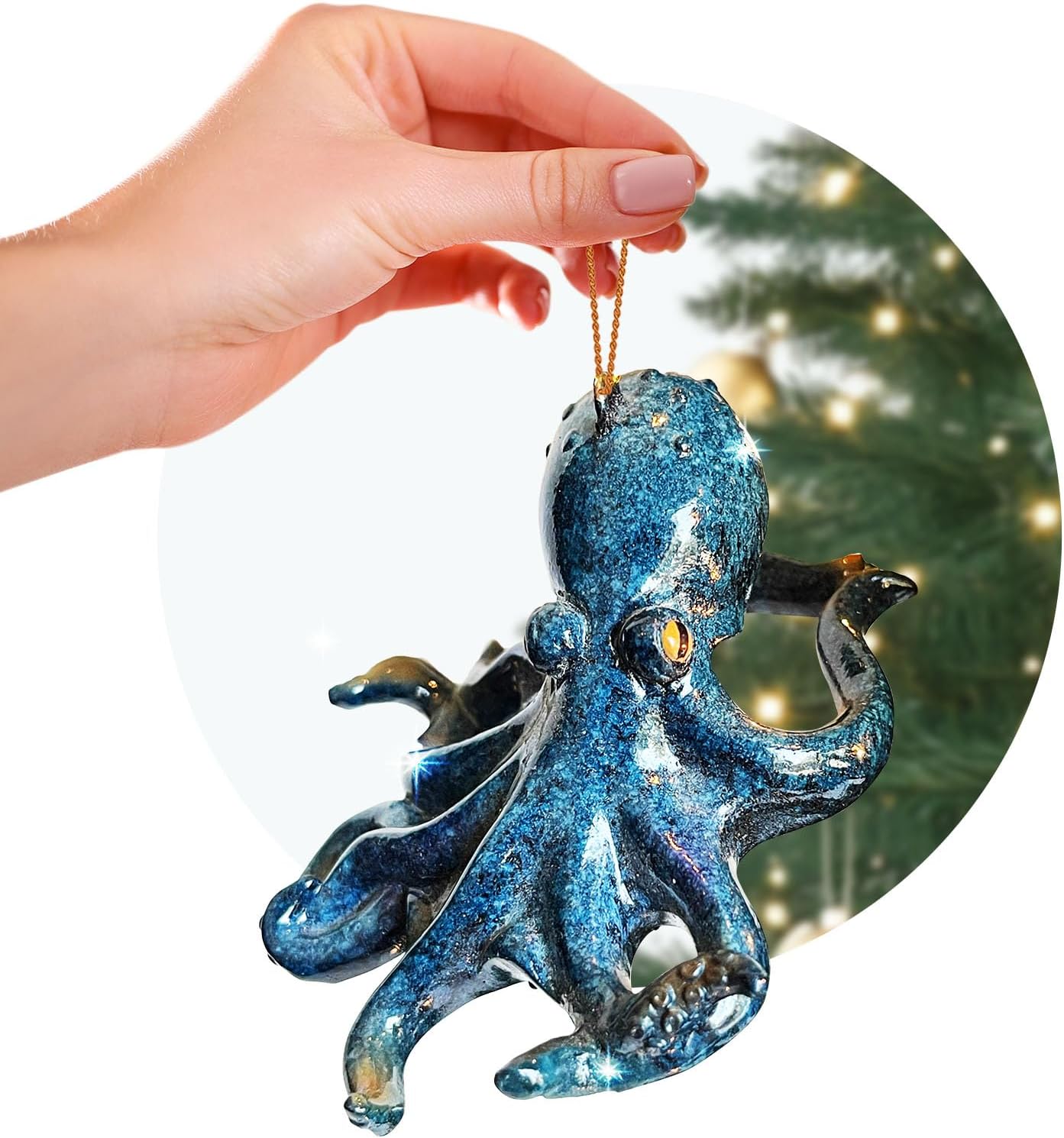 Adorno de tortuga marina azul, decoraciones navideñas pintadas a mano 2023, temática de playa, decoración del océano, adornos de árbol de Navidad, ideal para rellenar calcetines en embalaje de regalo rengöra