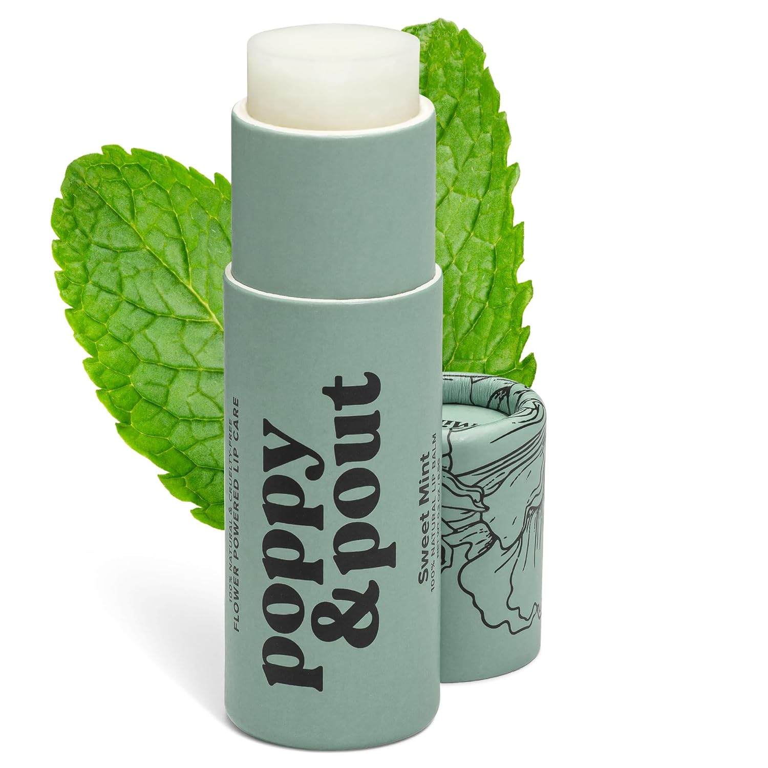 Poppy & Pout Bálsamo labial totalmente natural, tubo de cartón de 0.3 onzas, relleno a mano, cera de abejas, vitamina E, aceite de coco orgánico, libre de crueldad (flor de limón)