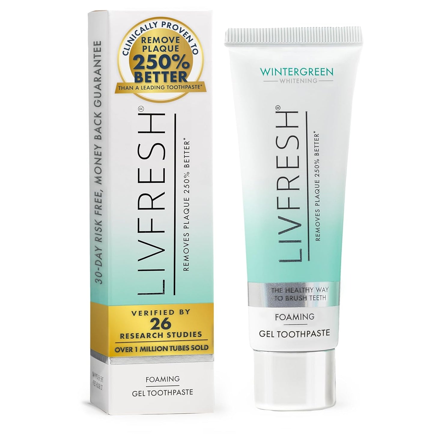 LivFresh Gel de pasta de dientes, clínicamente probado para eliminar la placa un 250% mejor, mejora la salud de las encías un 190% mejor, previene y reduce el sarro, refresca el aliento, gel dental