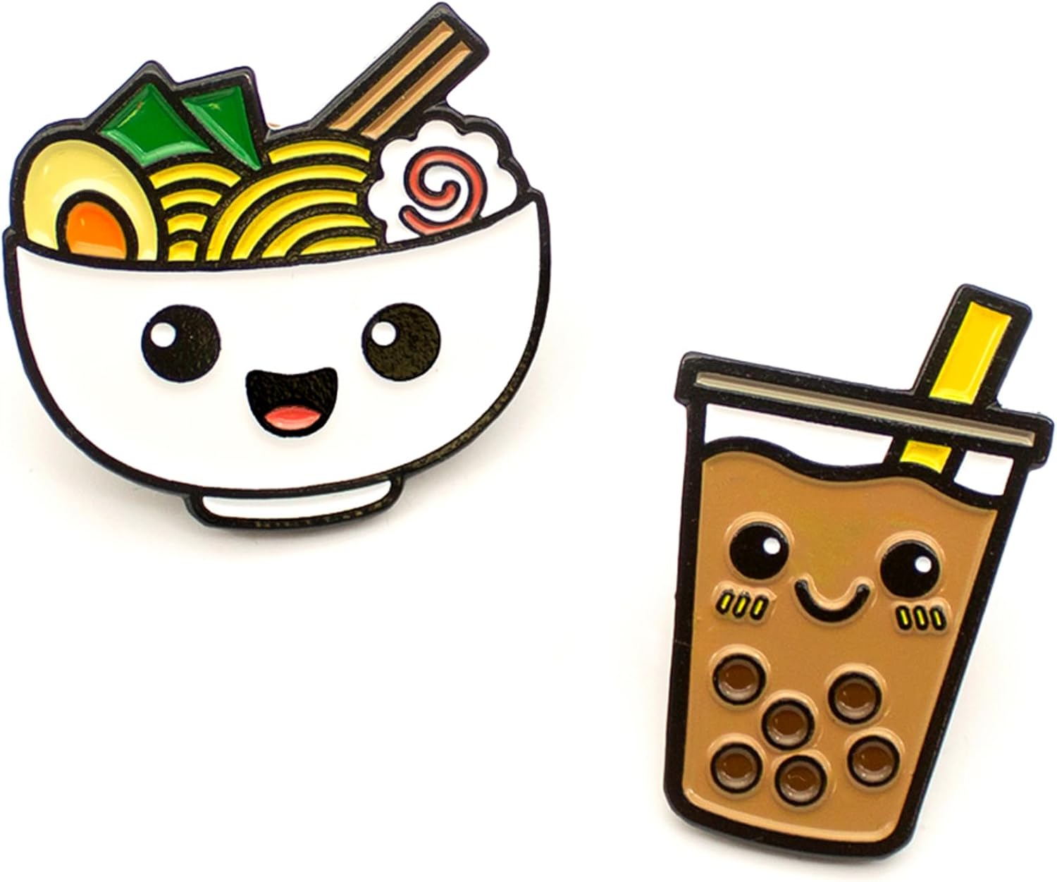 Enamel Pin Set for Backpack, Bag, Lapel, Kawaii Drink Button Collector - Boba Tea