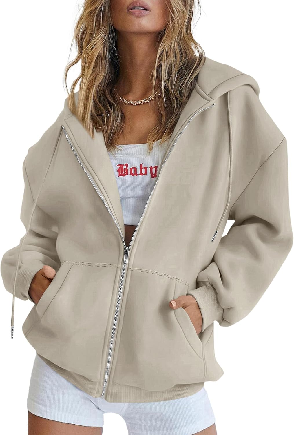 PRETTYGARDEN Sudaderas con capucha Y2K con cremallera para mujer, estilo casual, manga larga, para otoño e invierno, chaquetas con bolsillos