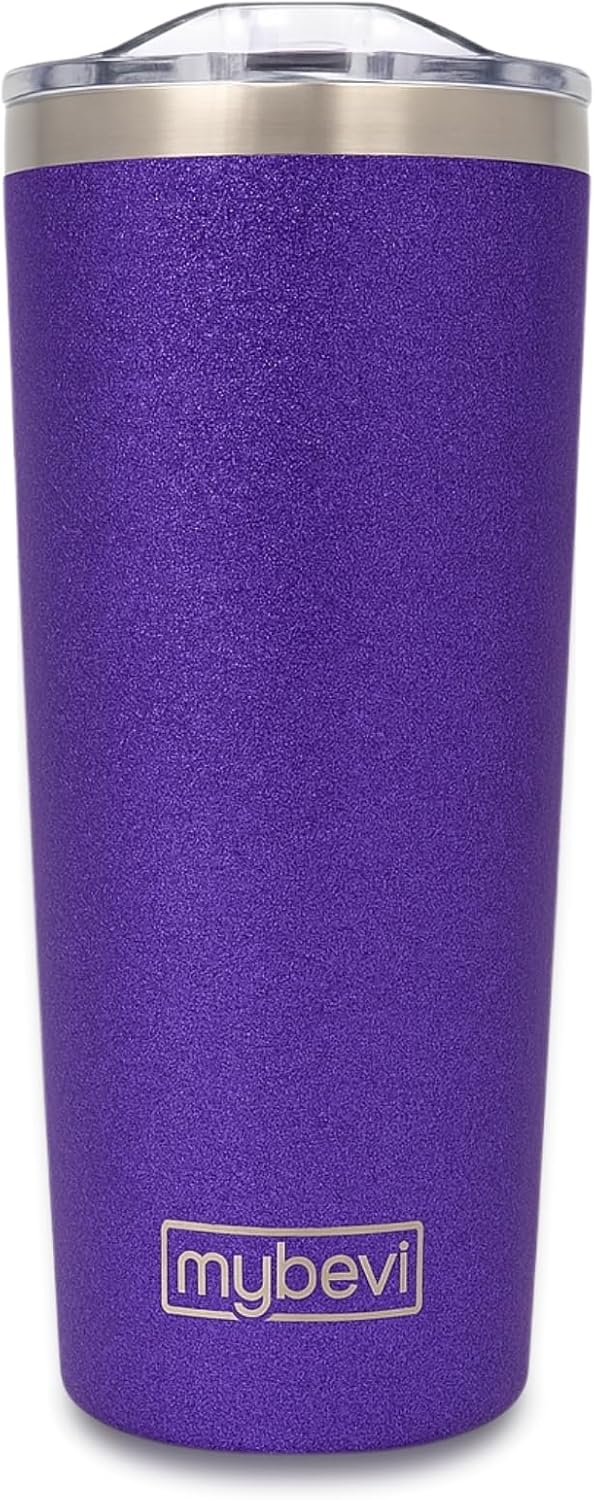 MyBevi Bermuda Vivid Sparkle - Vaso de acero inoxidable aislado con tapa, doble pared sellada al vacío, taza de viaje apta para soportes de automóvil, 20 onzas, verde menta