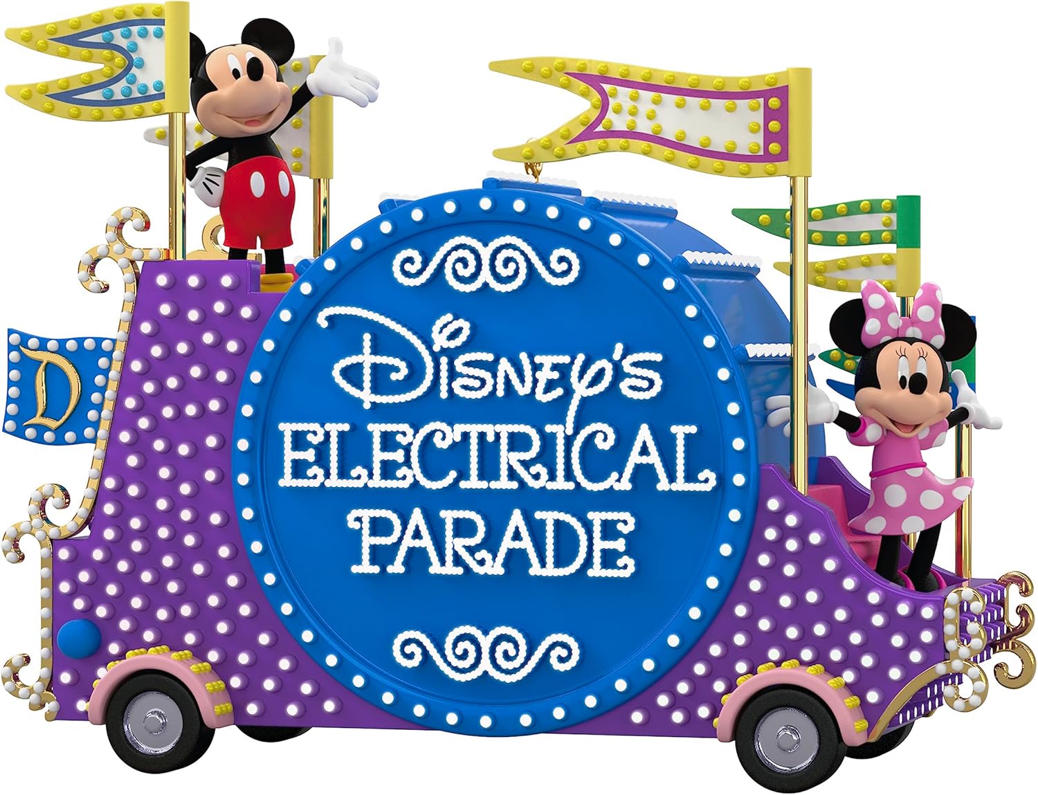 Adorno de Navidad de Hallmark Keepsake 2025, Disney Mickey y Amigos Desfile Eléctrico Musical de Disney con Luz, Regalos para Fans de Disney