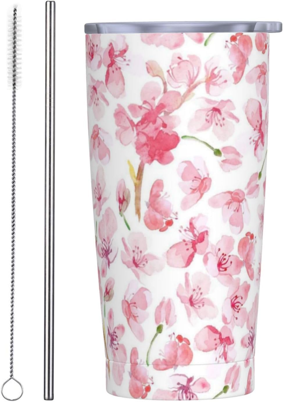 Dragonfly - Vaso de 20 onzas con tapa y popote para mujeres y hombres, taza aislada con diseño de libélula rosa y azul, para amantes de los animales, vaso de acero inoxidable de doble pared