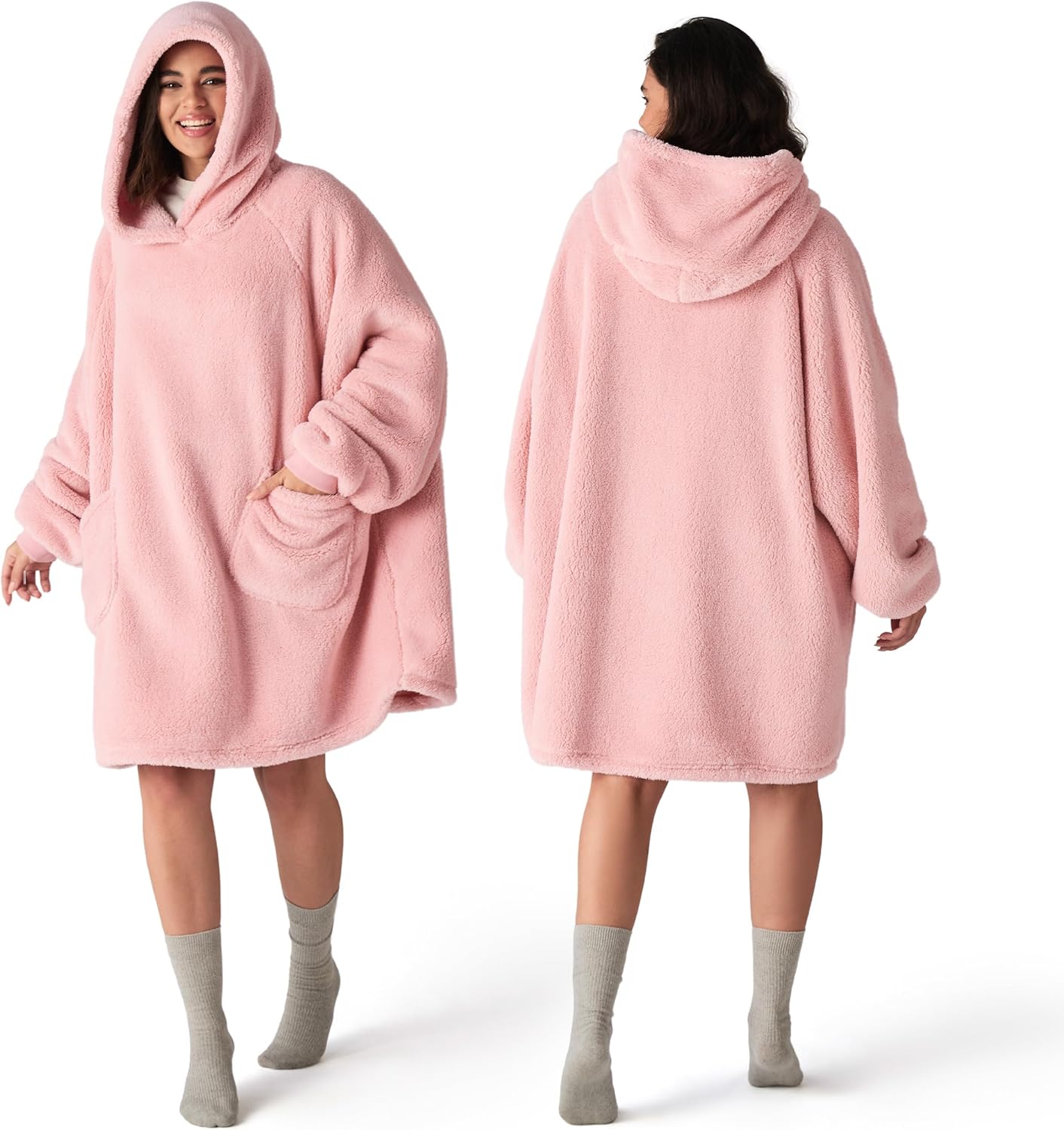 Bedsure Mantas Ponibles con Capucha, Regalos de Navidad para Mujeres, Esposa, Novia, Regalos de Cumpleaños Cálidos y Acogedores para Ella, Esposa, Sudadera Suave y Esponjosa, Mantas con Capucha de
