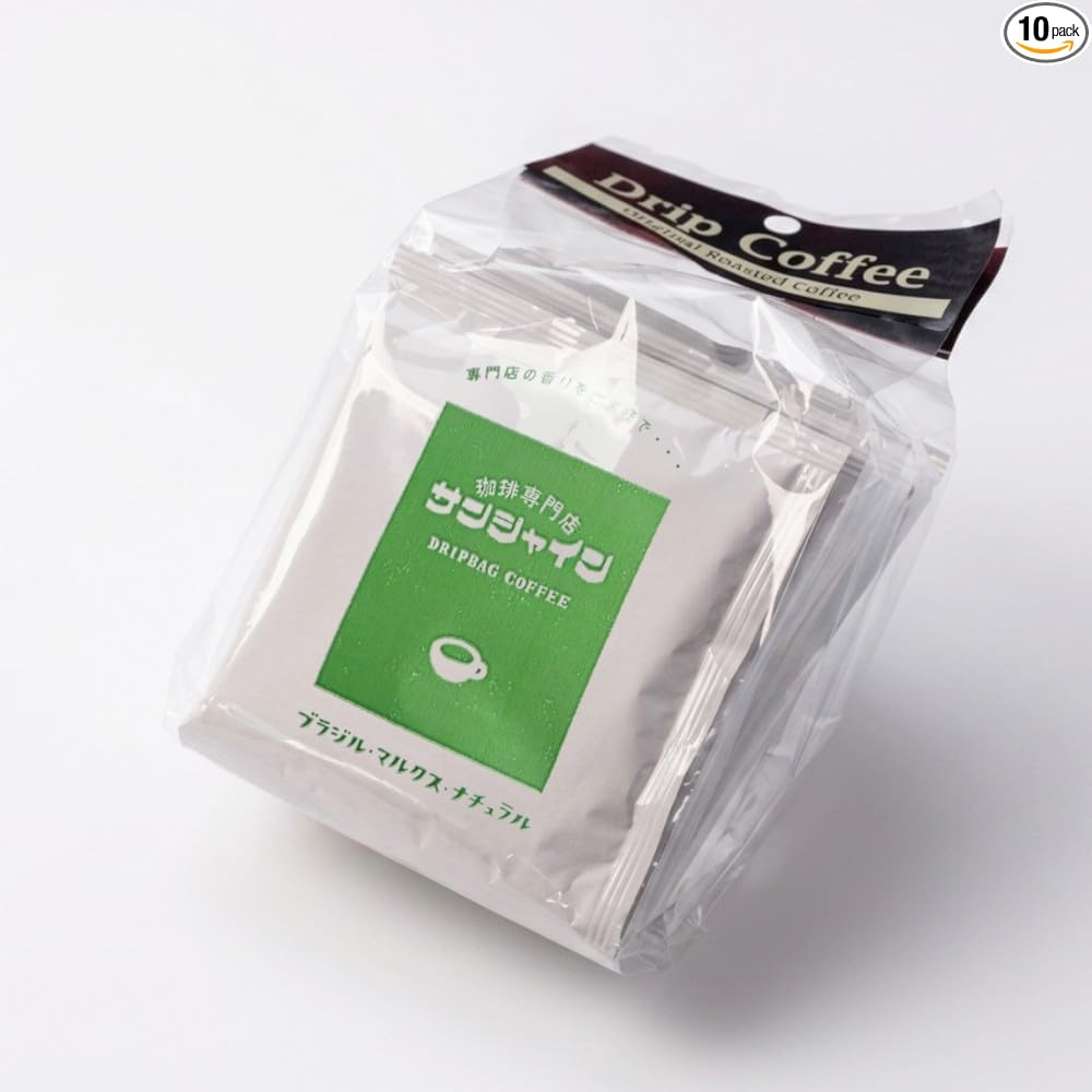 Sunshine Drip Coffee Drip Bag, Regular Coffee, Home Roasted, Pure Coffee, Osaka, Hand Drip National Championship Award Store, 10 Cups of Drinkware Set, 0.4 oz (12 g) x 5 Packs Each