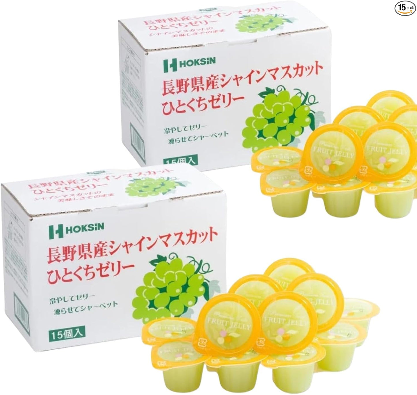 Hokushin Foods Hitakuchi Jelly, 0.7 oz (21 g) x 10 Packs, Chill Freeze, Premium Fruit Juice, Sweets, Gift, Souvenir, Treats (Set of 15 Pieces, 2 Boxes, Amao Strawberry, Produced in Fukuoka Prefecture