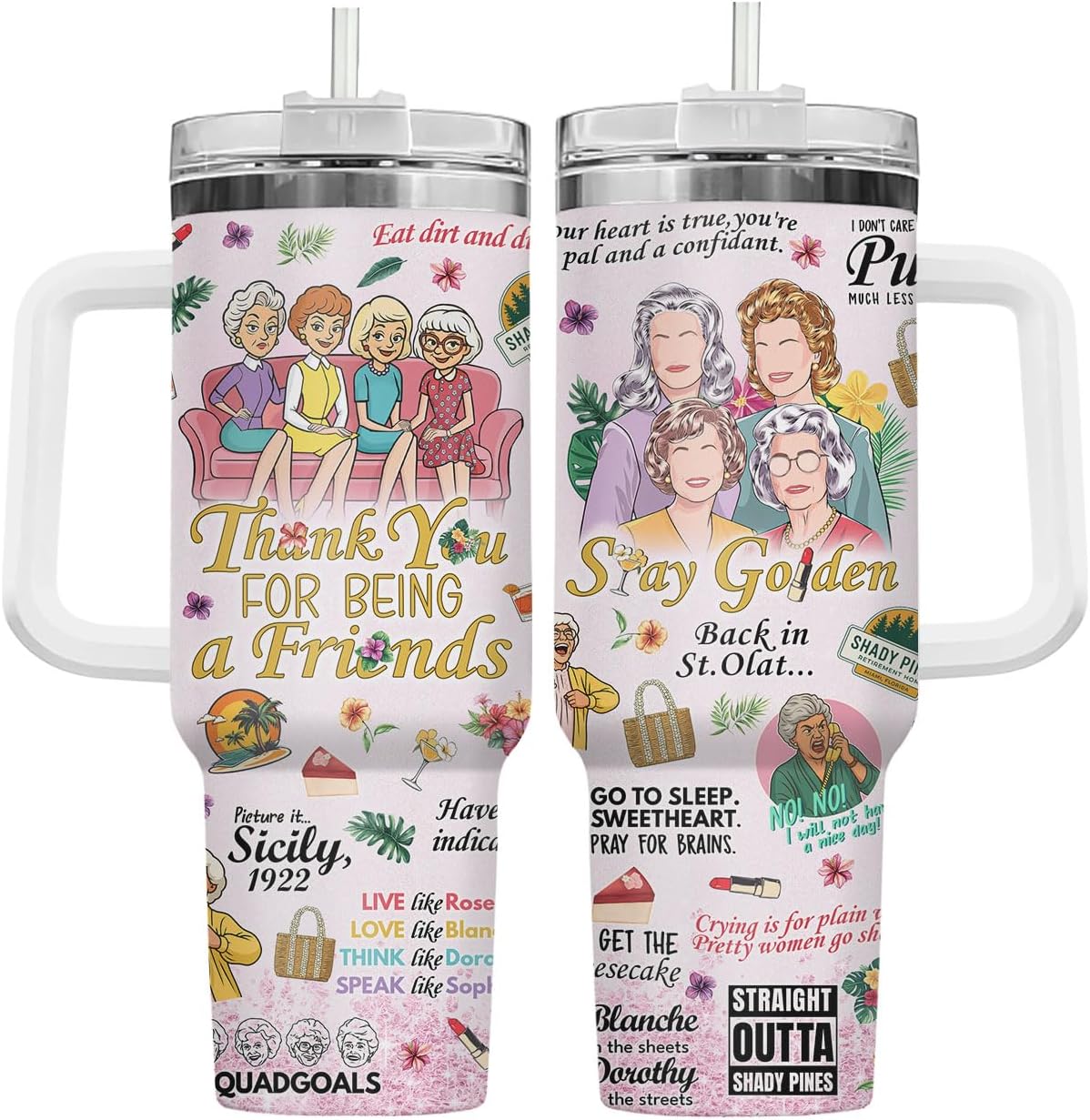 34HD Vaso de princesa rana de 40 onzas, taza de viaje aislada de acero inoxidable con asa y tapa con pajilla, regalo de cumpleaños, taza de películas de princesa de cuento de hadas para mujer