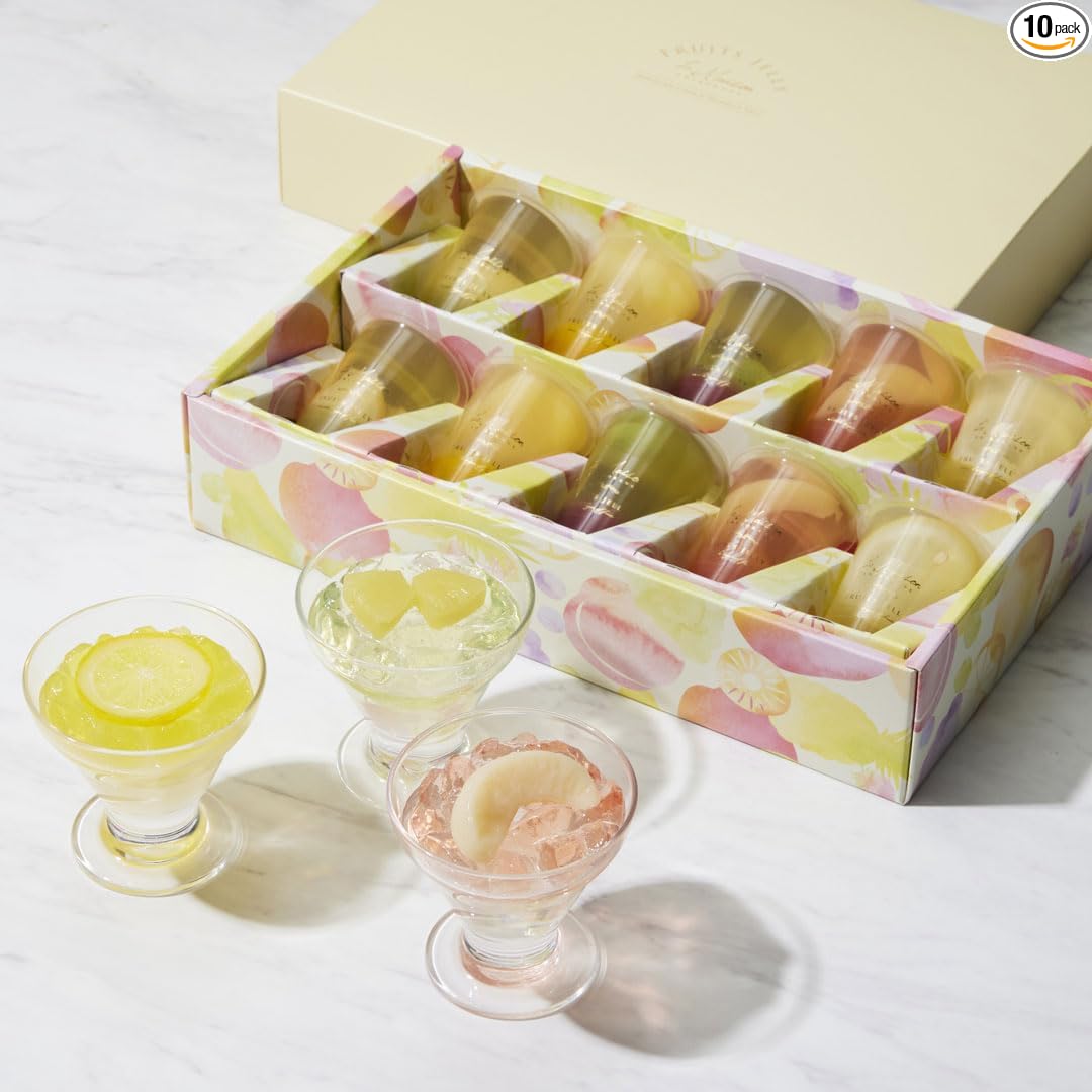 La Maison White Gold 2-Layer Fruit Jelly, Set of 10, Candy Sweets, Summer Gift, Assorted, Packaged, Individually Packaged, Room Temperature Storage, Gift