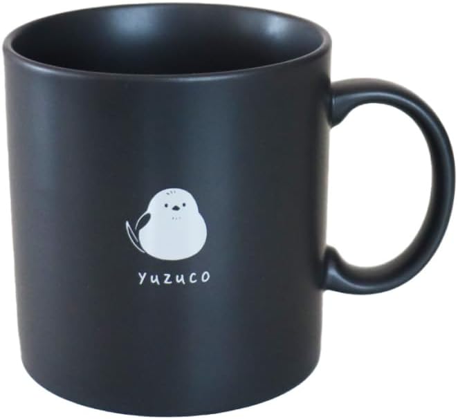 yuzuco Mug Cup Dog Cat Long-tailed Tit Cute Gift Present Black Black Color Made in Japan Handmade by Artisans 12.2 fl oz (360ml) (Long-tailed Tit)