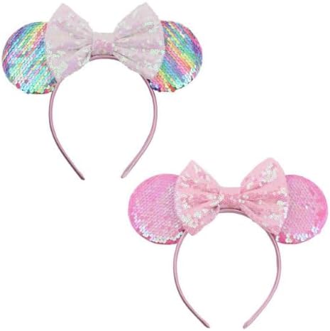 AQOKKA Mouse Ears Headbands with Bow Minnie Ears Cosplay Costume Hair Accessories for Women Birthday Party Decoration