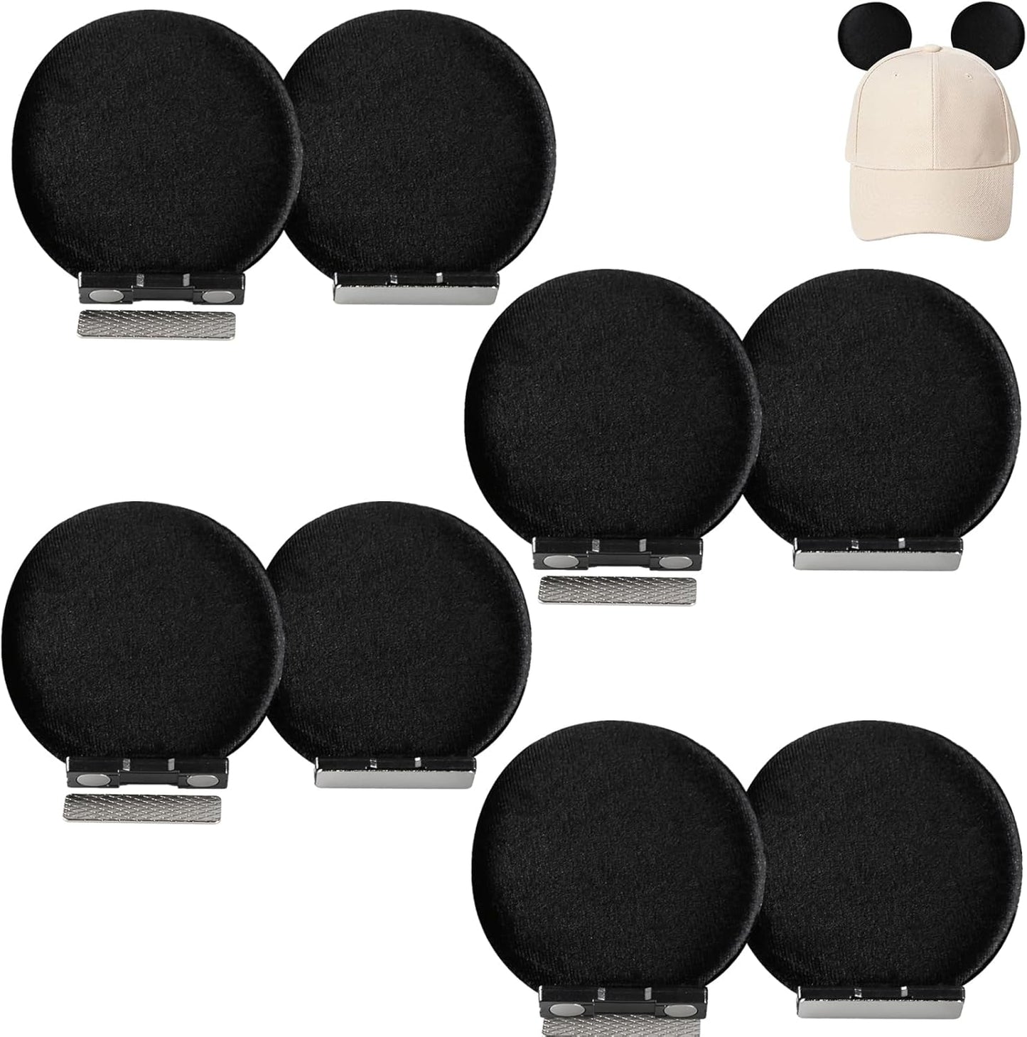 Magnetic Mouse Ears for Hats, Removable Magnet Minni Ear for Cap, Clip-On Hat Accessory,Theme Park Gifts