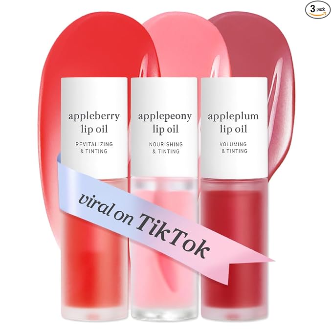 NOONI - Aceite coreano para labios, de larga duración, hidratante, revitalizante para labios secos, impermeable, relleno de calcetines para niñas adolescentes, 0.12 fl.oz, Appleplum