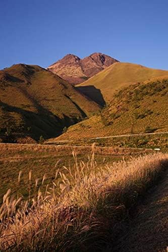 【日本の風景／地名のポストカード】大分県由布市 夕日に染まる秋の由布岳とススキ はがき お土産 ハガキ 撮影/絶景.com