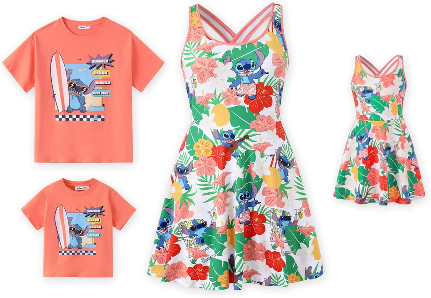 Disney Mickey and Friends Conjuntos Familiares a Juego Vestidos sin Mangas y Camisas de Manga Corta para Mamá y Yo
