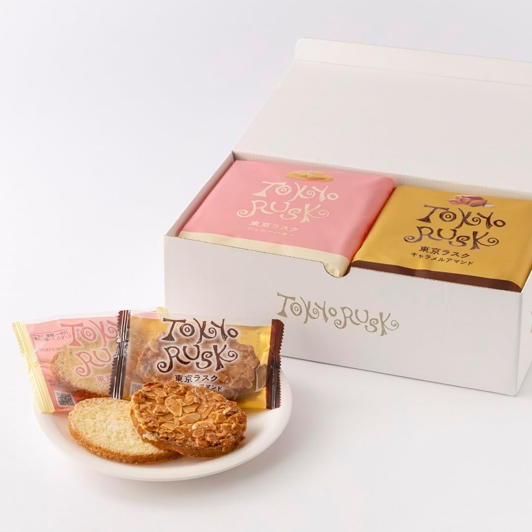 Tokyo Rusk Assorted Set, 4 Flavors, 32 Pieces - Sugar Butter, Caramel Amande, Maple, Earl Grey - Gift, Tokyo Souvenir
