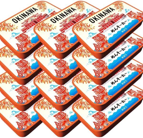 [kubagasaya] Kubagasaya Mint Tablet, Mint Tin, Refreshing Sweets, Produced in Excellent Okinawa Prefecture, Okinawa Souvenir, Novelty Okinawa Limited Edition OKINAWA Mint Tin, Set of 12 (Route 58)